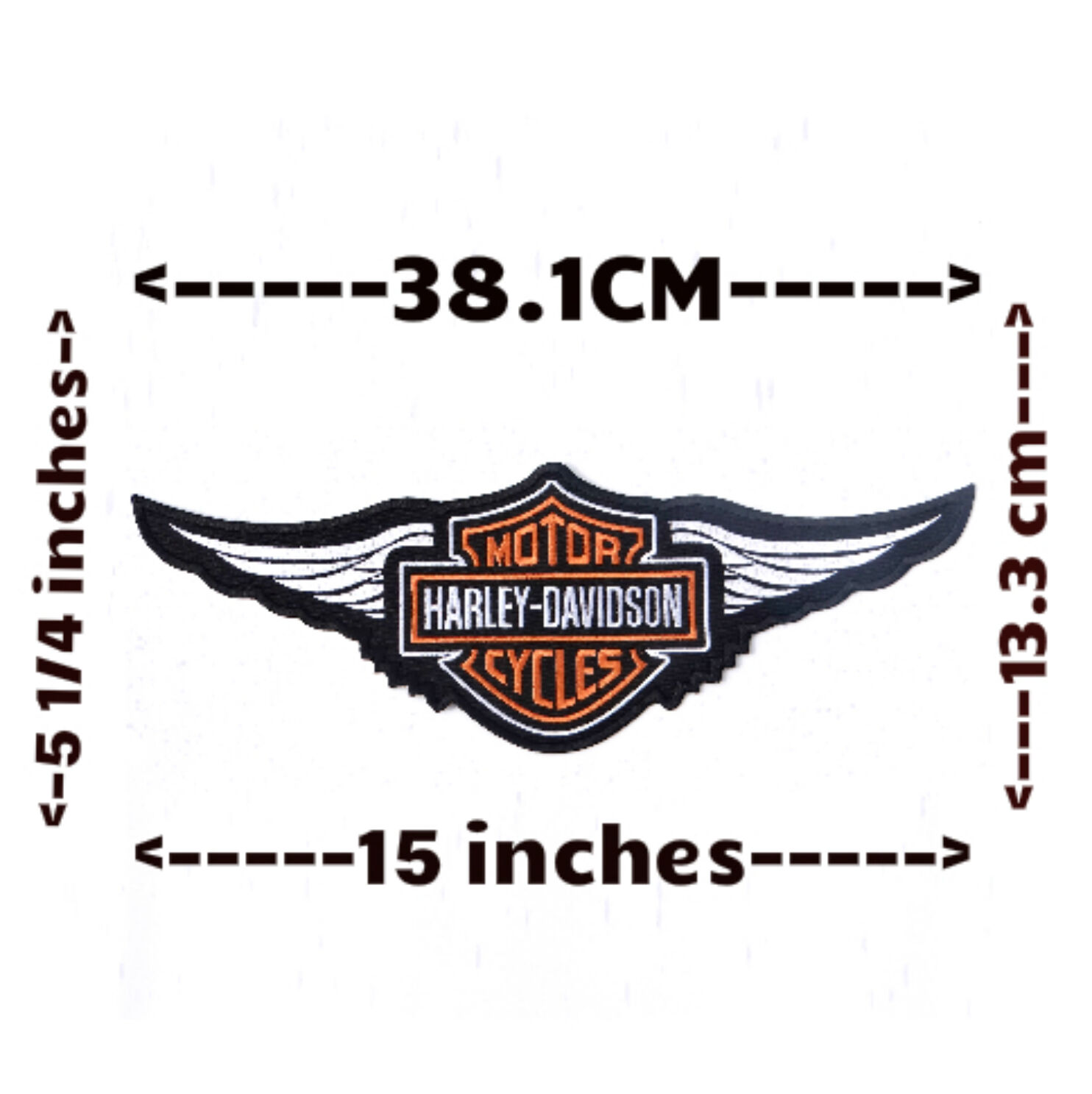 HARLEY DAVIDSON Motor Cycles Iron-On PATCH Silver Black White Orange SIZE Small
